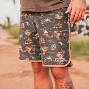 Howler Brothers Bruja Boardshorts Mens 34 Caracara Country Charcoal Oxford NWT